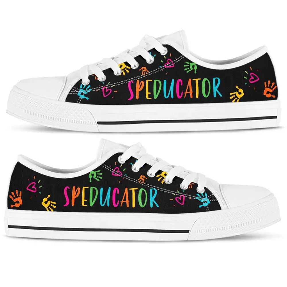 Sped Teacher Colorful Hands Speducator Low Top Shoes, Teacher Shoes, Low Top Sneakers