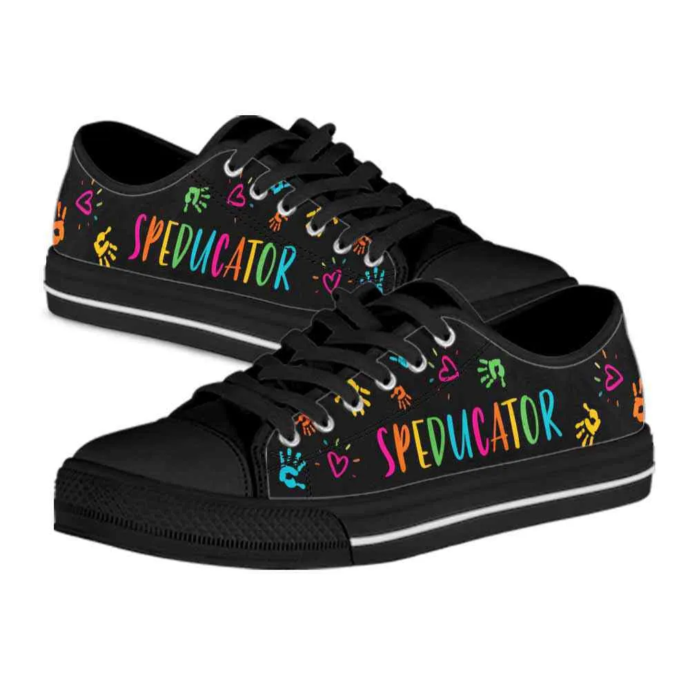 Sped Teacher Colorful Hands Speducator Low Top Shoes, Teacher Shoes, Low Top Sneakers