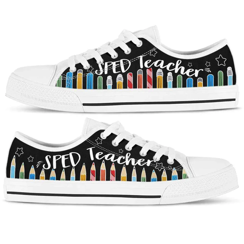 Sped Teacher Colorful Pencils Low Top Shoes, Teacher Shoes, Low Top Sneakers