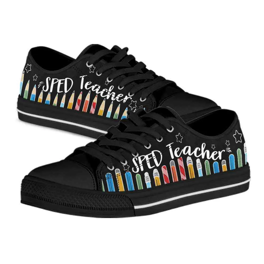 Sped Teacher Colorful Pencils Low Top Shoes, Teacher Shoes, Low Top Sneakers