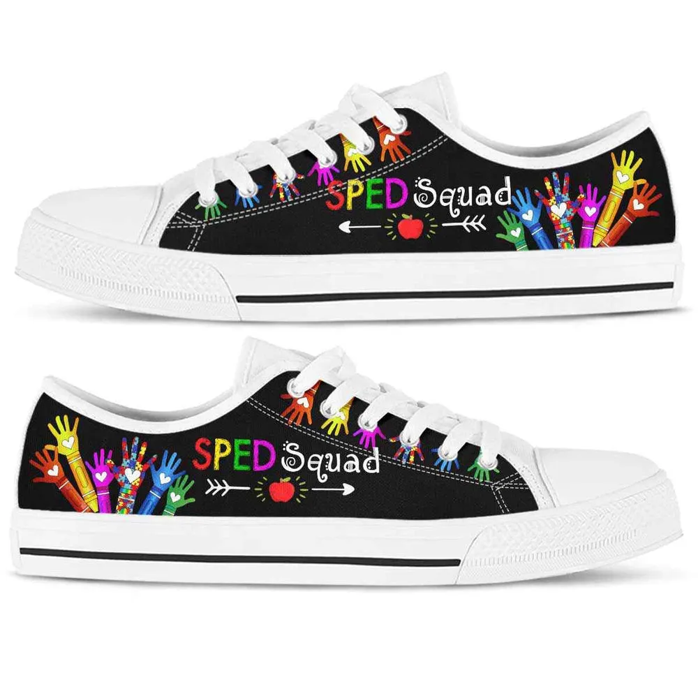 Sped Teacher Squad Colorful Hands Low Top Shoes, Teacher Shoes, Low Top Sneakers