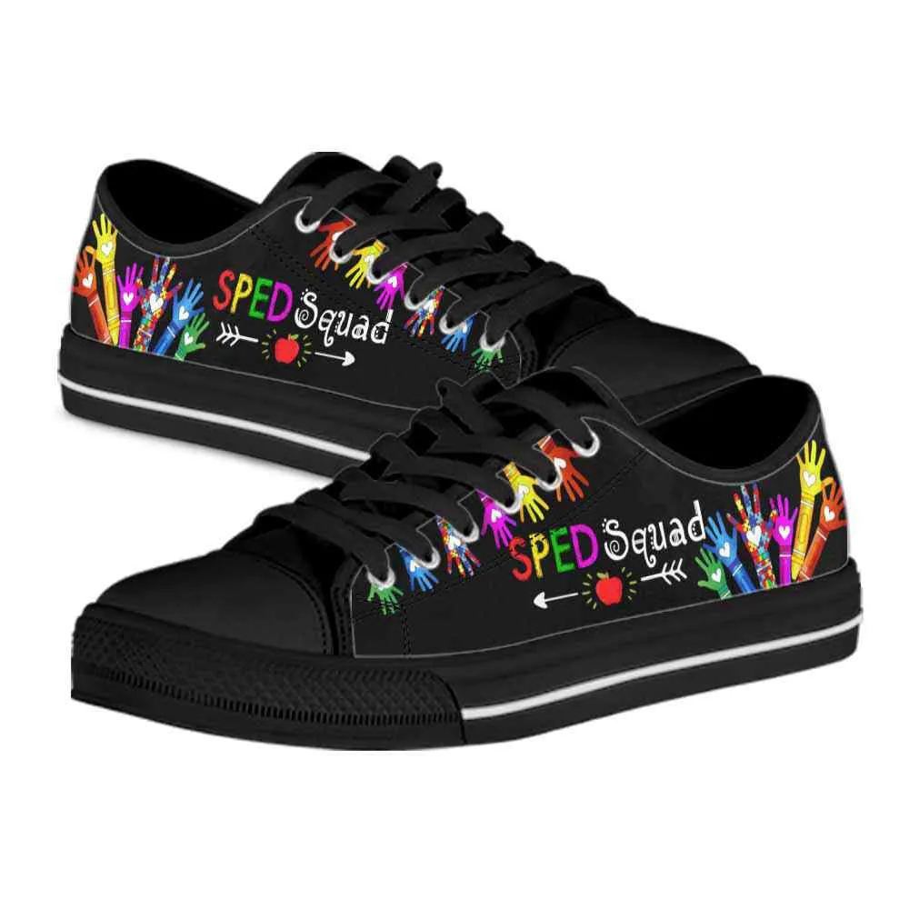 Sped Teacher Squad Colorful Hands Low Top Shoes, Teacher Shoes, Low Top Sneakers