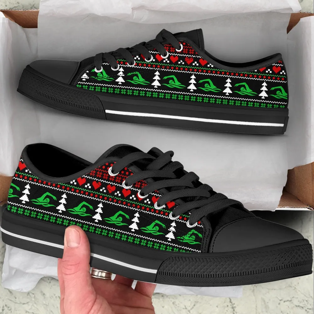 Swimming Symbol Christmas Low Top Shoes , Low Top Sneaker, Low Top Canvas Shoes