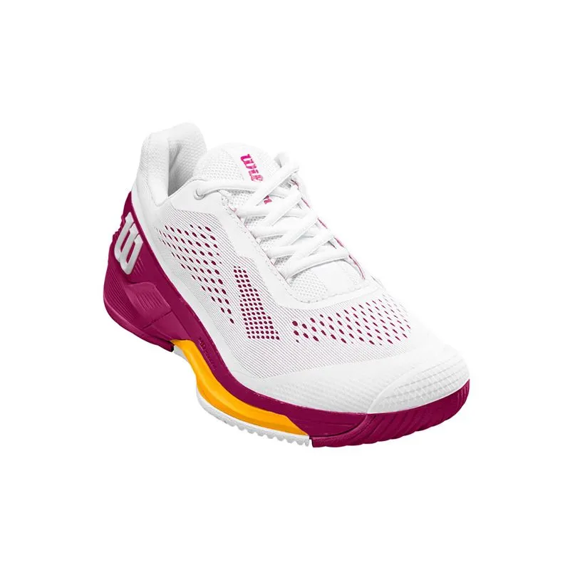 Wilson Women's Rush Pro 4.0 Tennis Shoes White/Baton/Saffron