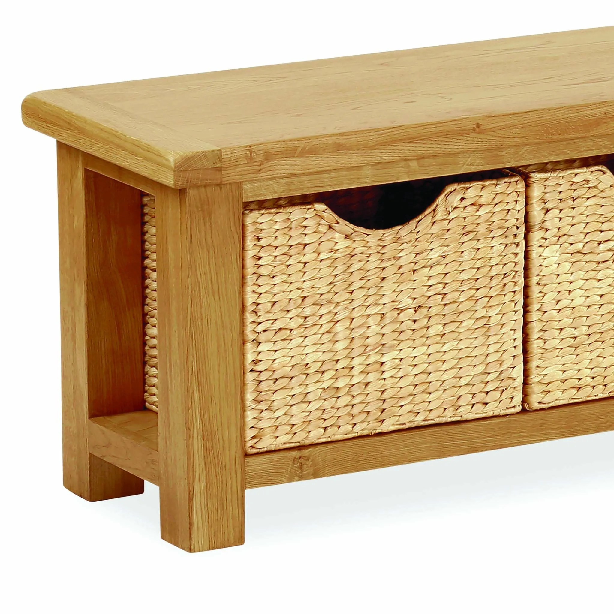 Zelah Oak Bench with Baskets