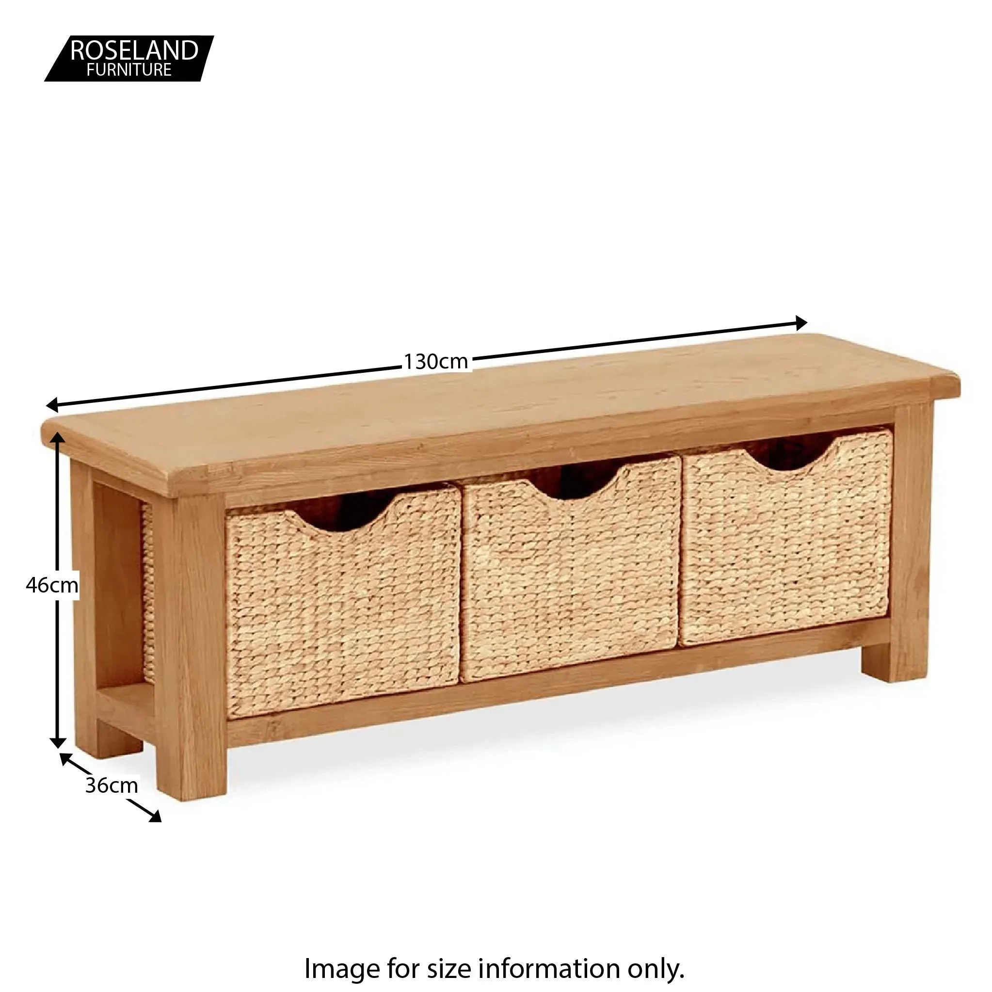 Zelah Oak Bench with Baskets