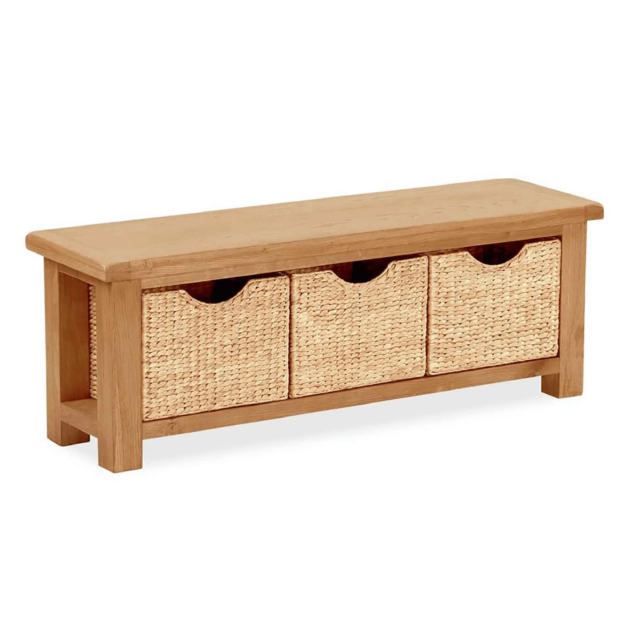 Zelah Oak Bench with Baskets